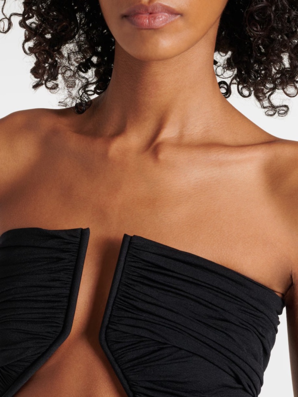 Rick Owens Black Prong Jersey Strapless Top - Picture 2 of 9